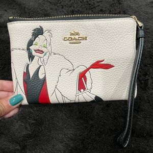 Coach Black and White Clutch with Disney Villain Art